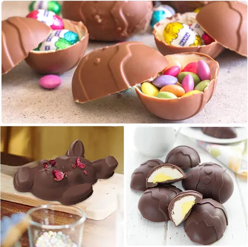 Miniatura 4 de Molde de conejo grande para huevos de Pascua, molde de silicona con forma de huevo de Pascua en 3D, molde de silicona para pastel de conejo de Rosa