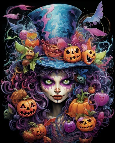 Miniatura 19 de Kit de Pintura por Números de Retrato de Mujer Calavera de Azúcar al Óleo de 16 x 20 Pulgadas, Lienzo para Halloween, Decoración para Mujeres, Chica