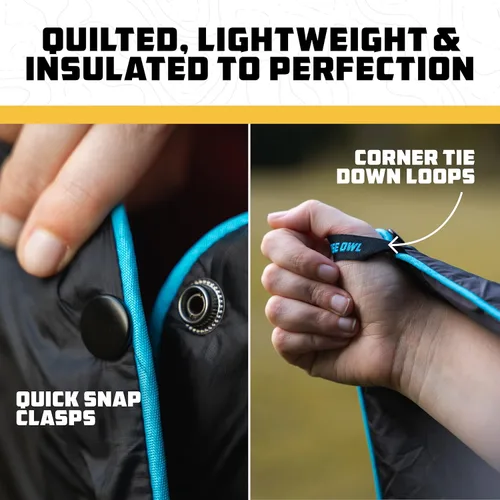 Miniatura 3 de Wise Owl Outfitters - Manta de campamento al aire libre – Manta de plumón hinchada plegable y ligera para mochilero, senderismo y viaje – Manta Negro