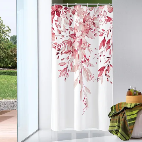 Miniatura 58 de Gibelle - Cortina de ducha de eucalipto marrón, hojas de plantas de acuarela con diseño floral, juego de cortina de ducha con ganchos, 72 x 72