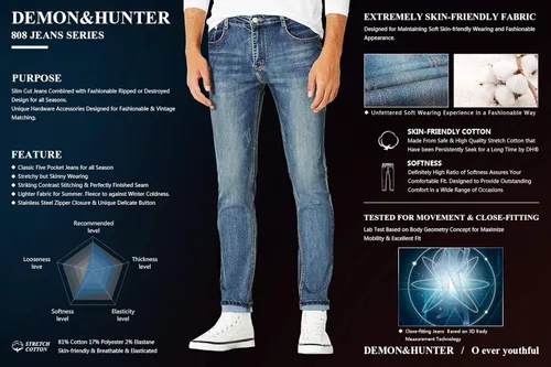 Miniatura 4 de Demon&Hunter 808 Series Jeans ajustados para hombre