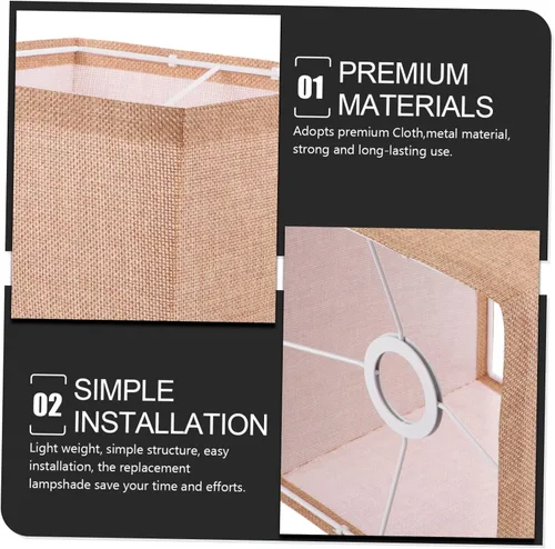Miniatura 4 de DOITOOL Pantalla cuadrada de tela de repuesto elegante accesorio para lámparas de mesa, fácil de instalar, se adapta a bombillas para dormitorio