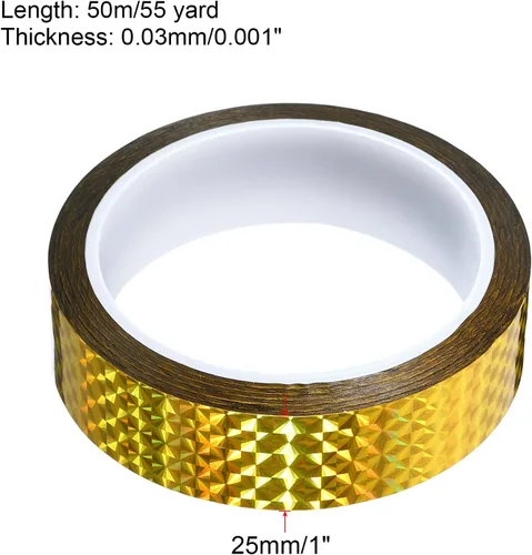 Miniatura 2 de PATIKIL Cinta prisma de 1 pulgada x 55 yardas, adhesivo reflectante holográfico metalizado para detallar decoración de pared, arte dorado