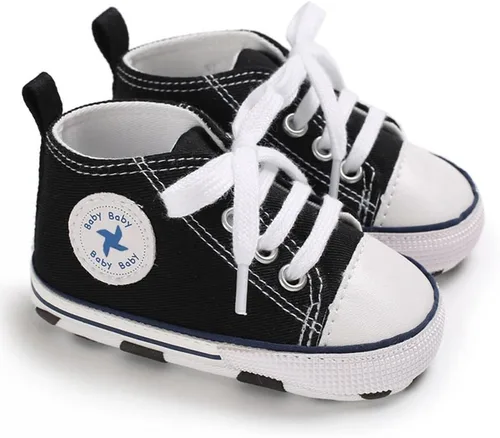 Miniatura 3 de Sekantrol Zapatos unisex para bebés, niñas y niños, suela suave, lona para recién nacidos, primeros pasos, zapatillas altas antideslizantes