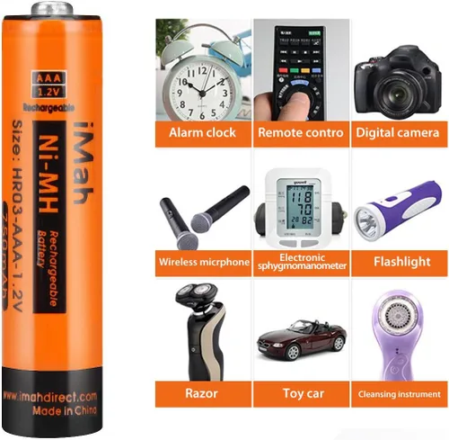 Miniatura 8 de iMah Paquete de 4 baterías recargables Ni-MH AAA de 1.2 V 750 mAh para teléfonos inalámbricos Panasonic, también compatible con BK40AAABU
