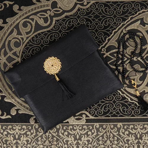 Miniatura 4 de Modefa Tapete de oración islámica, regalos musulmanes, alfombra fina de oración musulmana de viaje en bolsa de regalo de tafetán con cuentas Tasbih