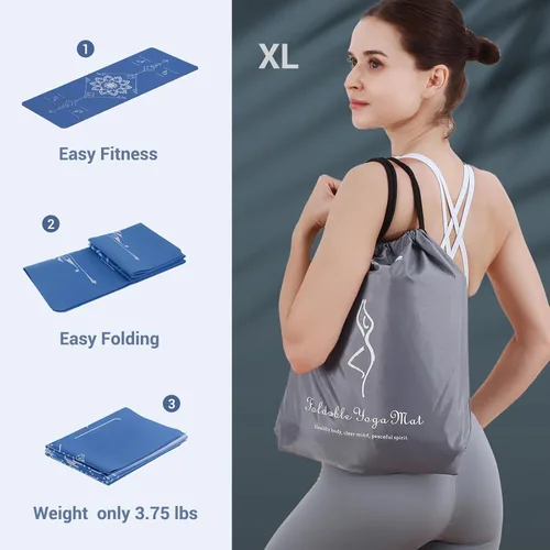 Miniatura 8 de Avoalre Esterilla de yoga plegable – Tapete de ejercicio antideslizante texturizado – Tapete de yoga ligero de viaje con bolsa de transporte