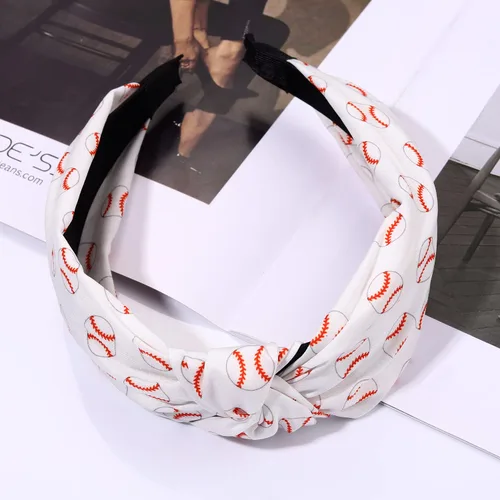 Miniatura 4 de ZITULRY Diademas anudadas para mujer, baloncesto, fútbol, béisbol, estampadas, banda ancha con nudo superior, diadema deportiva, fiesta