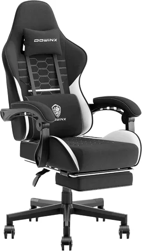 Miniatura 16 de Dowinx Silla de juegos de tela con cojín de resorte de bolsillo, silla de juegos de masaje con reposacabezas, silla ergonómica para computadora