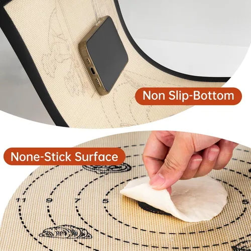 Miniatura 7 de Tapete de silicona para hornear con 10 recetas, tapetes de silicona extra gruesos para hornear, tapete de pastelería antiadherente, tapete