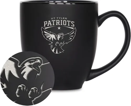 Miniatura 138 de Rico Industries - Taza de cerámica mate negra con grabado láser estándar de 15oz para NCAA (escuelas T & U) - Para bebidas calientes o frías