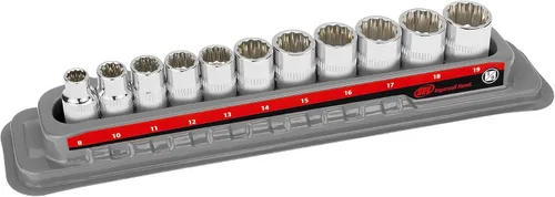 Miniatura 10 de Ingersoll Rand - Juego de llaves de vaso SAE poco profundas de 11 piezas de 1/4 de pulgada, 6 puntos, tamaño: 5/32–9/16 pulgadas, acero al cromo