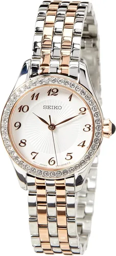 SEIKO Reloj de cuarzo japonés para mujer con correa de acero inoxidable multicolor 12 modelo SUR386P1 Multicolor- Pulsera