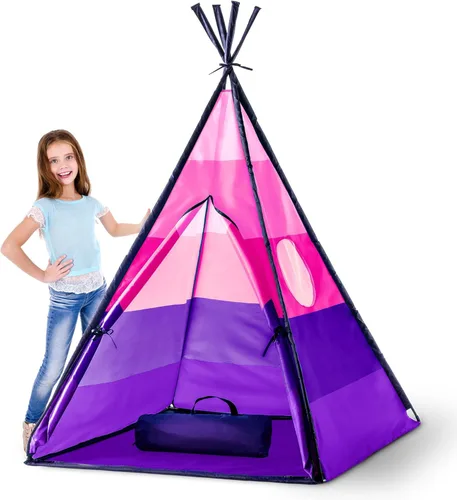 USA Toyz Happy Hut Tienda de campaña tipi para niños, tipi desplegable para interiores, casa de juegos para niños, niñas, niños pequeños con bolsa