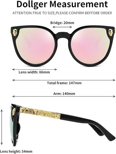 Miniatura 6 de Dollger Lentes de sol con diseño de calavera, y aros con forma de ojo de gato, protección UV400