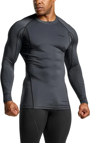Miniatura 2 de TSLA - Paquete de 1 o 3 camisas de compresión de manga larga FPU 50+ para hombre, camisa de entrenamiento atlético, protector de erupción
