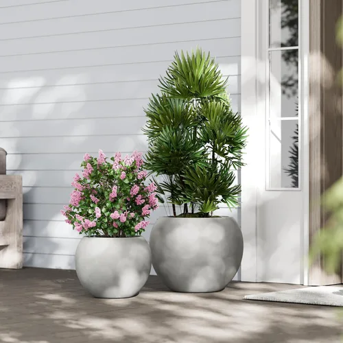 Miniatura 12 de DTY Fiberstone - Maceta tipo globo para interiores y exteriores, maceta esférica ligera para olivo, Monstera y palma, piedra de fibra de vidrio