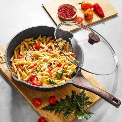 Miniatura 7 de SENSARTE Sartén antiadherente, sartenes de tortilla con revestimiento de granito suizo, utensilios de cocina saludables, libres de PFOA añadido Gris