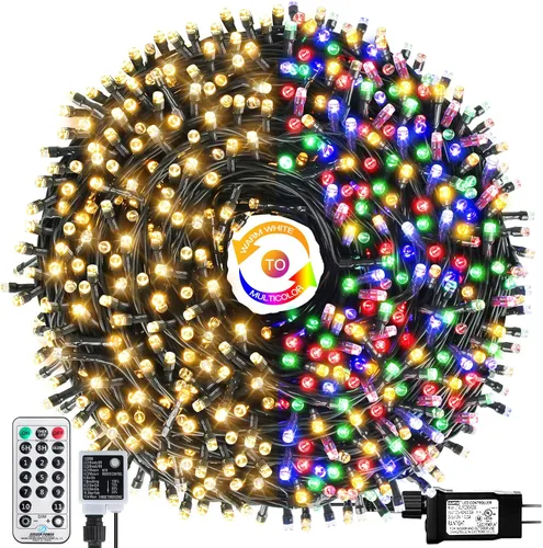 Miniatura 10 de Guirnalda de luces de Navidad con enchufe de extremo a extremo, 8 modos, 108 pies, 300 LED, IP55, impermeable, con certificación UL