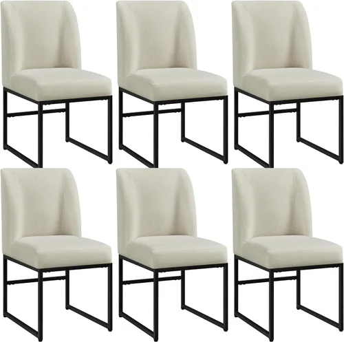 Miniatura 11 de Yaheetech Juego de 2 sillas de comedor tapizadas con respaldo medio acolchado y patas de metal para comedor, sala de estar, restaurante, diseño sin