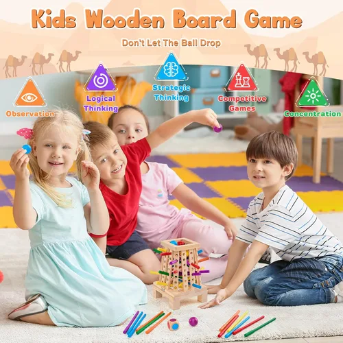 Miniatura 2 de Montessori - Juego de mesa para niños de 4 a 6 años, juego de dados de palitos de madera piramidal, educativo de matemáticas, juguete de habilidades