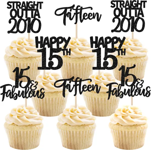 Miniatura 20 de Paquete de 24 adornos para cupcakes Straight Outta 2012 Happy 13th Birthday Thireen Awesome Since 2012, 13 fabulosas decoraciones para tartas