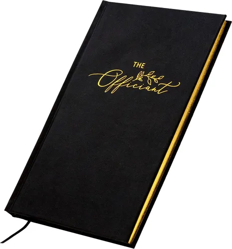 MUUJEE Libro para Oficial de Boda - Portada Dura con Relieve en Oro Negro, Libro de Notas en Blanco, Pastor, Notas de Sermón, Regalo para Oficial -