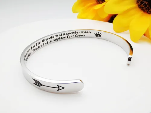 Miniatura 207 de Pulseras inspiradoras para mujer, joyería de acero inoxidable, con refranes, pulsera motivacional con mensaje oculto, pulseras grabadas para mejor
