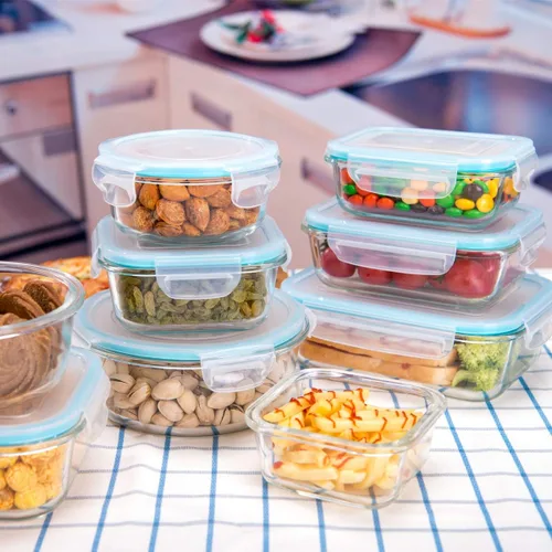 Miniatura 6 de AILTEC Contenedores de vidrio para almacenamiento de alimentos con tapas, juego de recipientes de vidrio para preparación de comidas, herméticos a