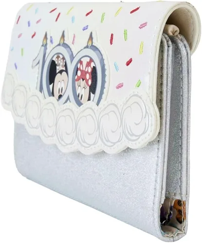 Miniatura 2 de Loungefly Cartera Disney 100 Celebration Cake Carteras Disney, Blanco, Cartera con cierre de solapa