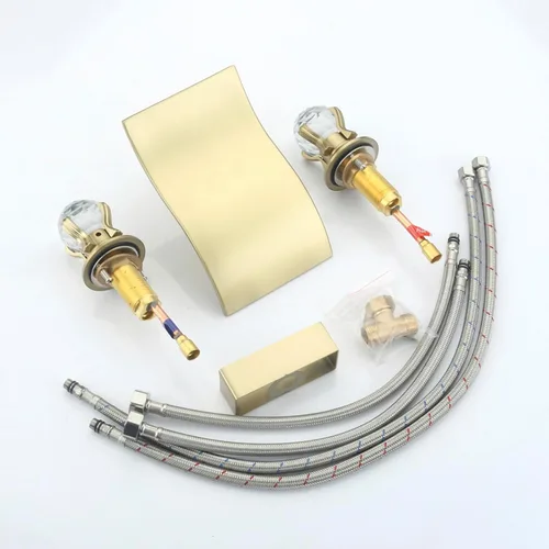 Miniatura 5 de Grifo de lavabo de baño generalizado con perilla de cristal, 3 agujeros, cascada, grifo de baño de 8 pulgadas, grifo mezclador de lavabo de montaje
