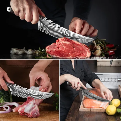 Miniatura 6 de Cuchillos de chef profesionales, cuchillo de deshuesado de plumas afiladas con vaina, cuchillo de chef de acero de alto carbono, cuchillo