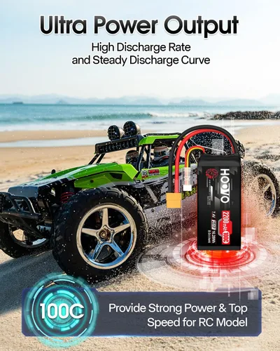 Miniatura 5 de HOOVO 2S Shorty Lipo Battery 2200mAh 100C 7.4V RC Lipo Batería con conector XT60 para FPV Racing Drone RC Avión Helicóptero Quadcopter Car-2 Pack