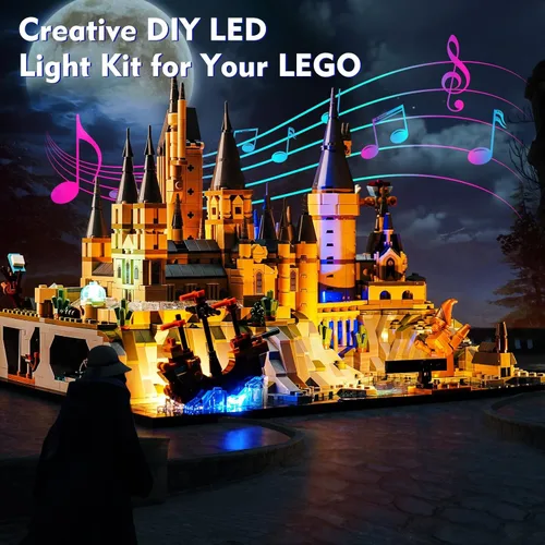 Miniatura 7 de VONADO Luz compatible con Lego Hogwarts Castle and Grounds 76419, versión musical, juego de iluminación creativa, accesorios compatibles con Lego