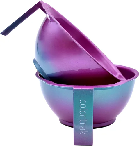 Colortrak Cuencos SC Aurora, cuencos apilables de color con parte inferior de goma antideslizante, borde de boquilla fácil de verter, diseño de