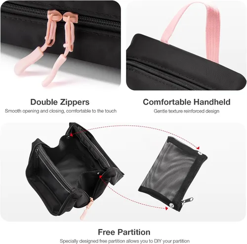 Miniatura 3 de Abiudeng Bolsa de maquillaje de viaje de pie Bolsa de maquillaje Bolsa de aseo de viaje, Negro