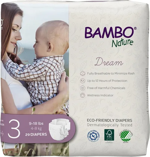 Miniatura 34 de Bambo Nature Pañales hipoalergénicos Dream Baby, pañales sostenibles con etiqueta ecológica de primera calidad, protección mejorada contra fugas