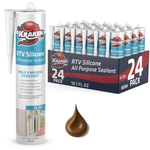 Miniatura 29 de Kraken Bond Sellador de silicona gris resistente al agua Cartucho de 100 a 10 onzas líquidas – RTV silicona calafateo para cocina y baño, todo uso