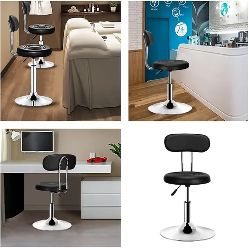 Miniatura 6 de Silla redonda moderna ergonómica de salón con respaldo, altura ajustable, cajero de escritorio frontal, bar, estudio, estudiante, oficina, hogar