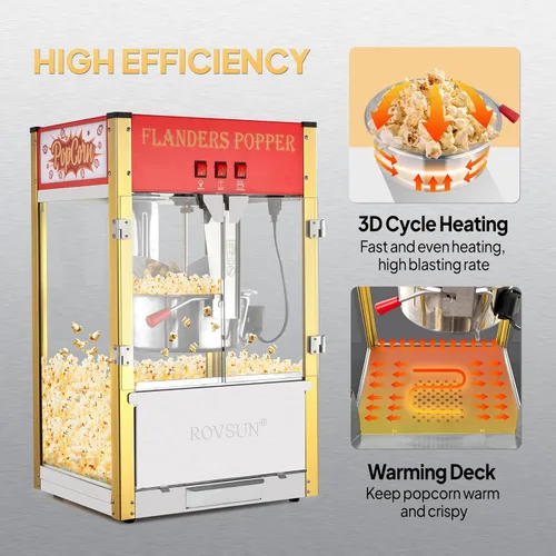 Miniatura 2 de ROVSUN Máquina de palomitas de maíz con hervidor de 16 onzas, certificado ETL, máquina comercial de palomitas de maíz para encimera con cuchara