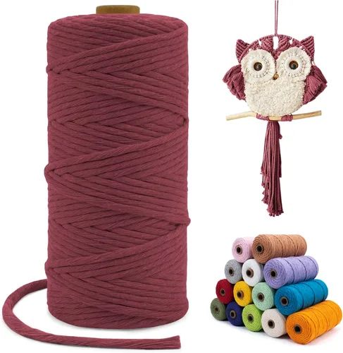 Miniatura 111 de Cuerda de macramé de una sola hebra de 0.197 in x 110 yardas, cuerda de macramé de algodón natural de 0.197 in, cuerda de algodón grueso para colgar