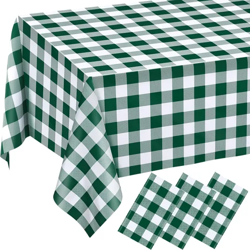 Miniatura 17 de 3 manteles desechables de plástico a cuadros color azul claro para fiestas, desechables, impermeable, rectangular, color azul, para campamento, Azul