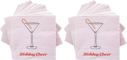 Miniatura 8 de C.R. Gibson TW4-23698 - Servilletas de papel desechables para fiestas de Navidad, color rosa y rojo, 5 x 5 pulgadas, 20