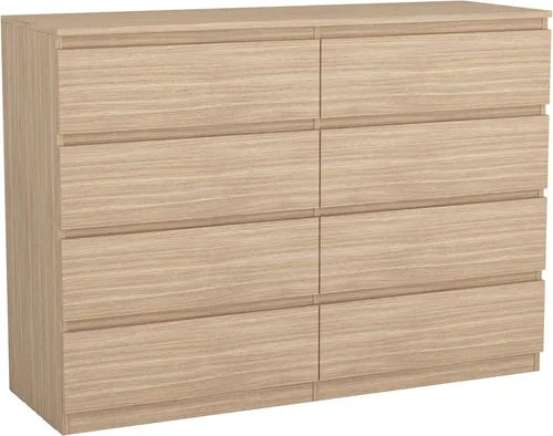 Miniatura 12 de Vibe & Dine Cómoda doble de 8 cajones, cómoda de madera moderna con amplio almacenamiento para armario, dormitorio, sala de estar, color negro