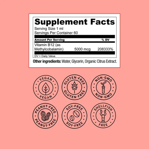 Miniatura 9 de Live Conscious Gotas líquidas sublinguales de vitamina B12 vegana Fórmula de metilcobalamina de B12 de máxima potencia 5000 mcg Vitamina B 12