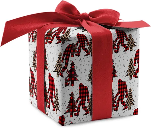 Miniatura 9 de Papel de regalo de lujo de Navidad con diseño de pie grande, papel de regalo grueso para árbol de Navidad, decoración de Navidad Sasquatch