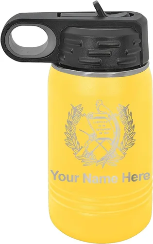 Miniatura 53 de LaserGram Botella de agua personalizada, bandera de Guatemala, acero inoxidable de doble pared aislada al vacío con popote superior, regalo grabado