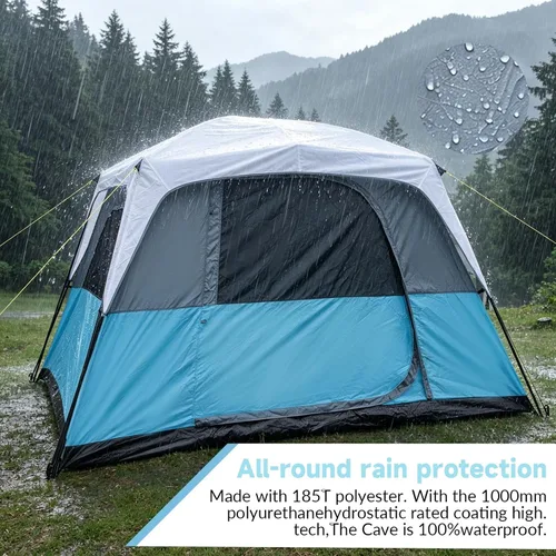 Miniatura 3 de DanCoom Tiendas de campaña para 4/6/8/12 personas, fácil instalación, impermeable, tienda de campaña con lluvia, tienda familiar grande portátil