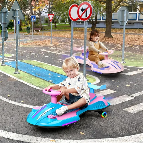 Miniatura 3 de Coche eléctrico de 12V con pedal para niños que se menea, juguete recargable 2 en 1 de coche oscilante, coche de derrape diabólico con respaldos
