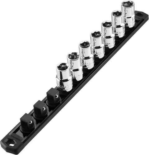 Miniatura 9 de WORKPRO Organizador Magnético de Dados, Riel de Dados de Aleación de Aluminio de 1/2 Pulgada, Soporte de Dados Resistente, Kit de Estante de Dados